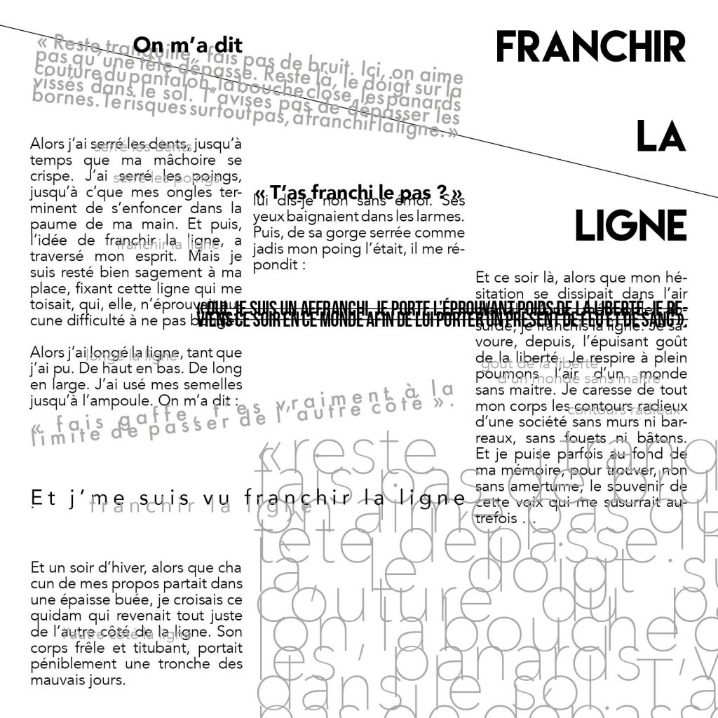 Cette image contient un texte mis en forme en noir et blanc, sur fond dessiné en gris. Le texte est lu dans l'émission L01 Ligneux.